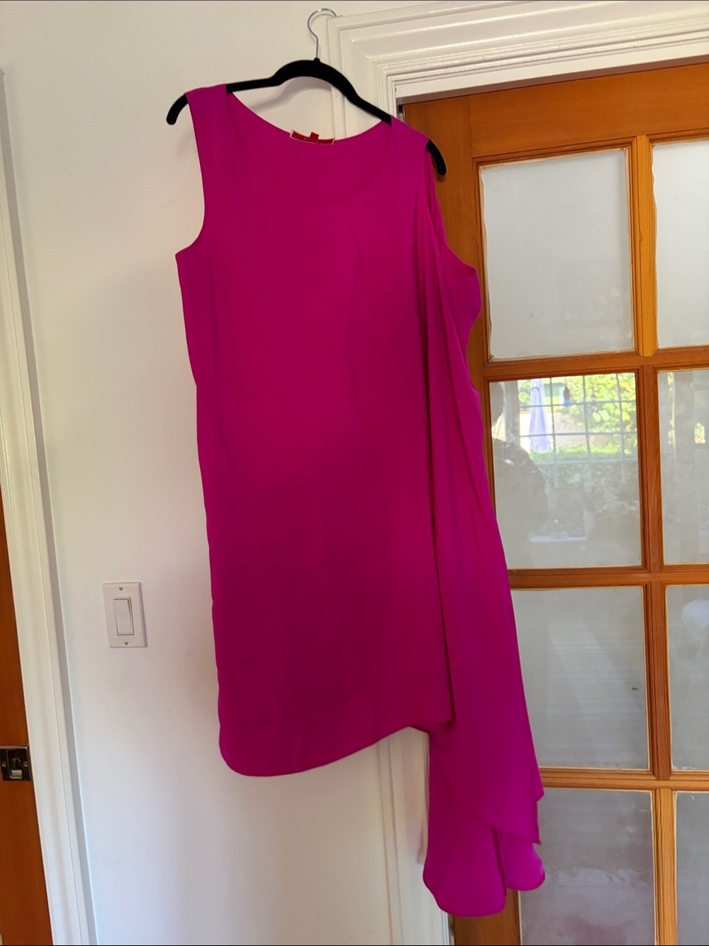 Asymmetrical Sleeveless Dress in Vibrant Fuchsia